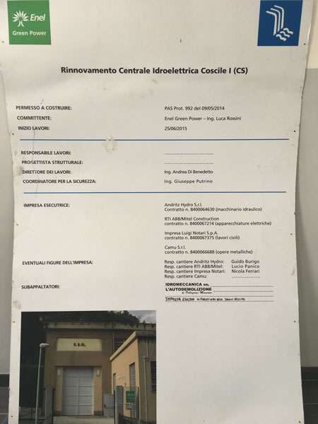 Ristrutturazione ed ammodernamento edificio principale Centrale idroelettrica Coscile I salto - Comune di San Basile - subappalto Impresa Luigi Notari spa 10